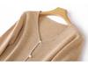 Elegant Lurex-Tassel V-Neck Pure Wool Cardigan: Women's Loose Slimming Knitwear Top
