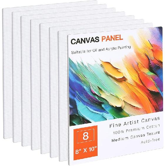 FIXWAL Canvas Boards for Painting 36 Pack, 8 X 10 Inch Canvases for Painting Art Paint Canvas Panels Gesso Primed White Blank Flat Canvas Boards