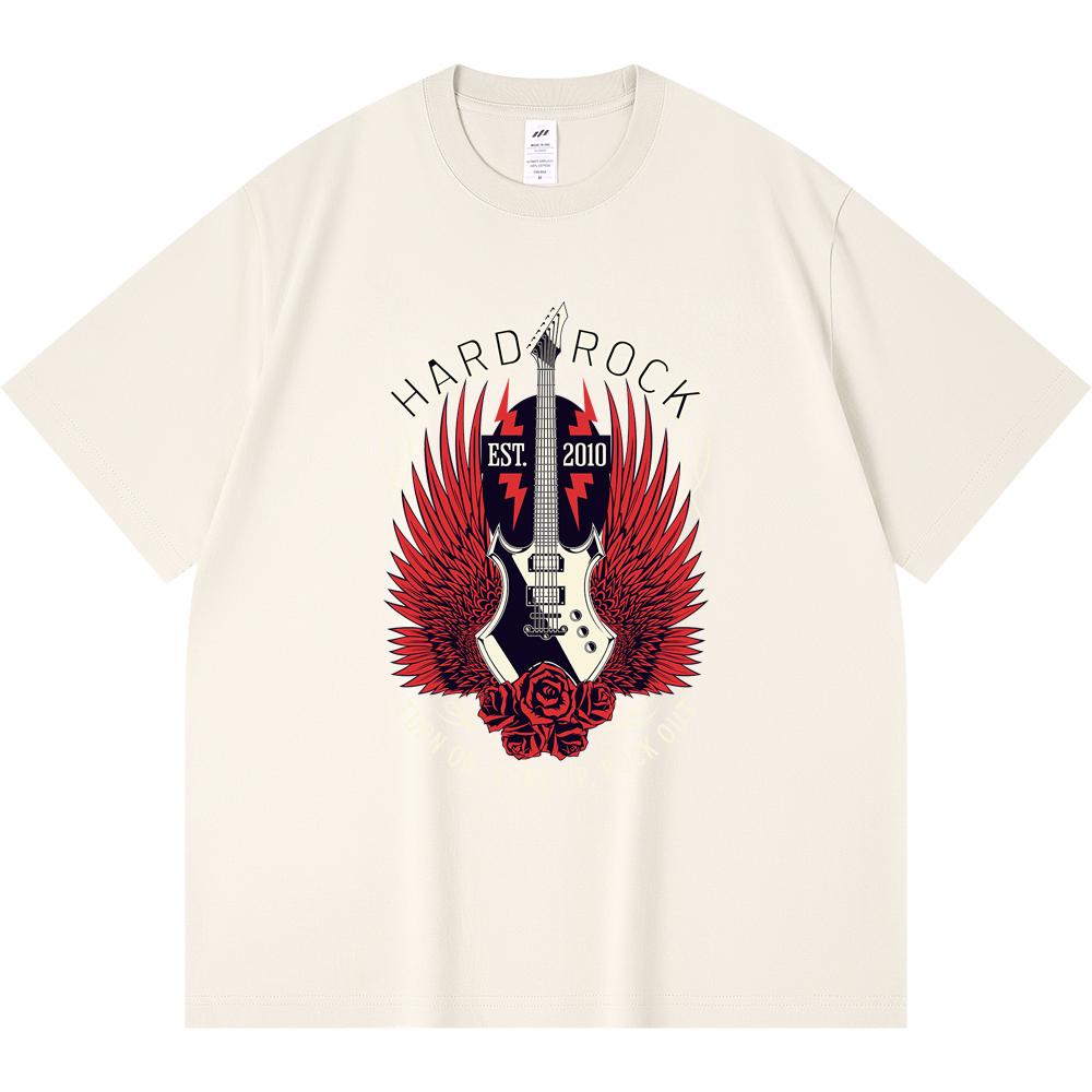 

Футболка из 100% хлопка плотностью 230 г/м2 с принтом гитары и роз в стиле Харадзюку, футболка из чесаного хлопка XS абрикосовый