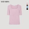  She S miSS  Deep Square Neck Short Sleeve Knit SSkpoo22540