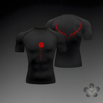Męska koszulka kompresyjna Anime Sport Szybkie suszenie Siłownia Koszulki Fitness Sportowe Podkoszulki Elastyczność Y2K Topy Tee Lato Jesień Mężczyzna