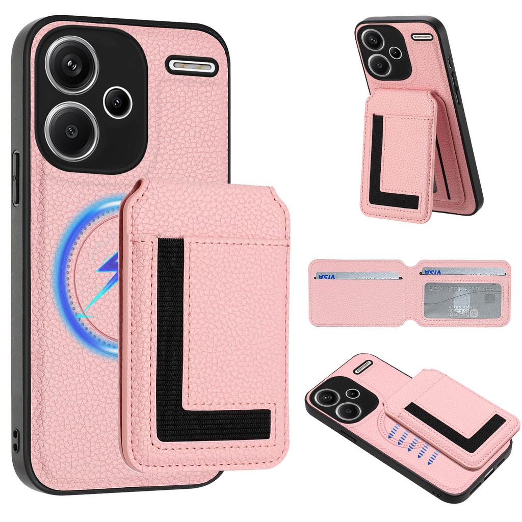 For Xiaomi Redmi Note 13 Pro+ 5G Magnetic Case TPU+PU Leather Phone Back Cover with Detachable Card Holder