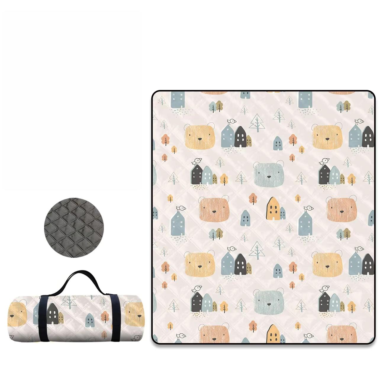 Thickened Damp-proof Waterproof Portable Outdoor Camping Beach Self-driving Barbecue Picnic Mat Oxford Cloth Pastoral Style Mat 70100cm
