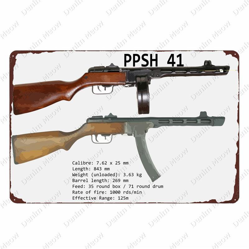 Uzi Vintage Metallschild, Waffenschild, Bar, Club, Café, Zimmerdekorplatte, Gewehrblechmalerei, Militärfans, Wandaufkleber