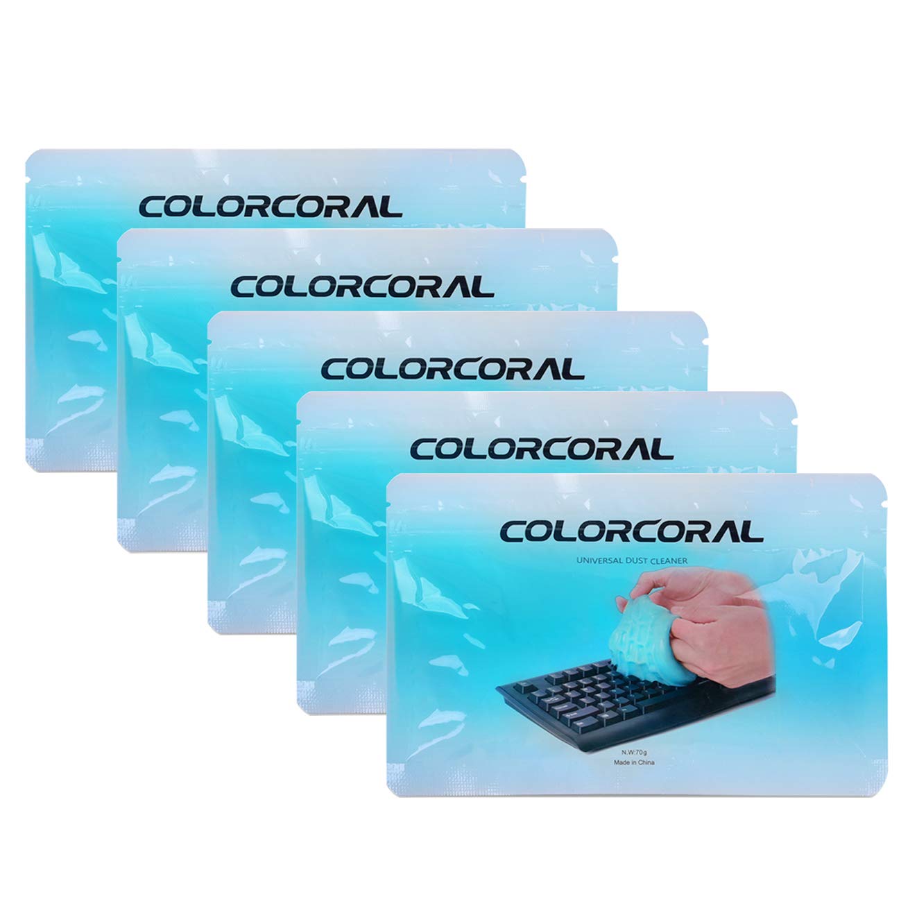 

COLORCORAL Чистящий гель-очиститель для клавиатуры x 5 пакетов Удаляет грязь и пыль с салона автомобиля, легко очищает углы липких поверхностей (70г Синий)
