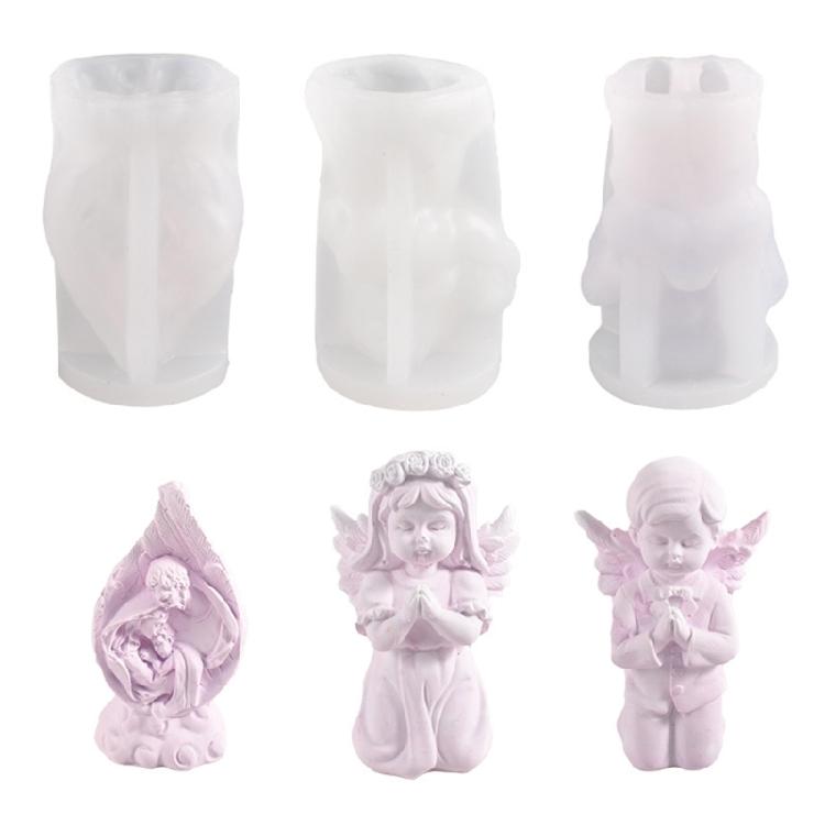 Plaster Aromatherapy Candle Molds 3D Candle Making Mold 3D Angel Silicone Mold for Home Decoration,Art Crafts Ornaments