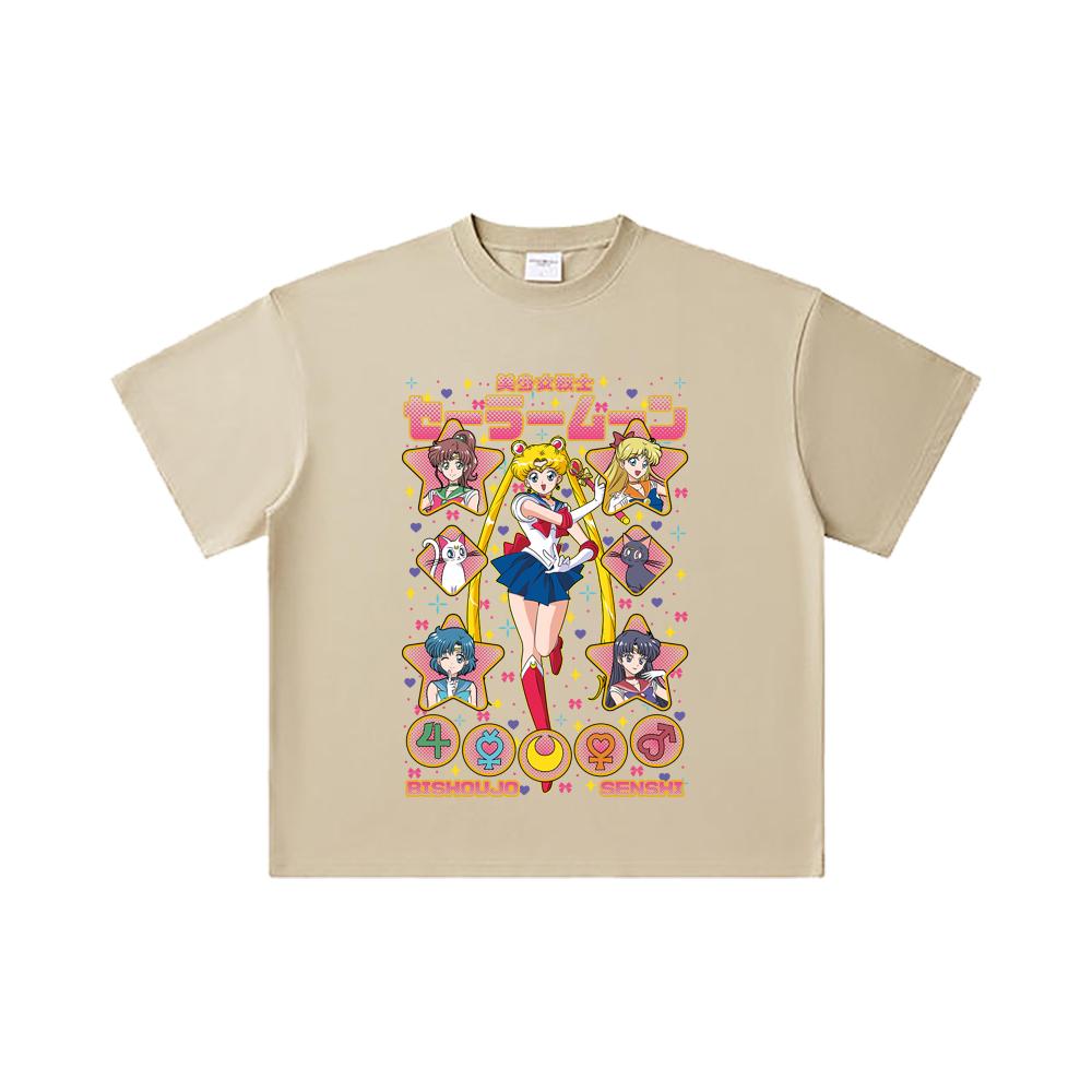 260 GSM Double Yarn 32 Count 100% Cotton Sailor Moon V1 Print Unisex Heavy Cotton T Shirt