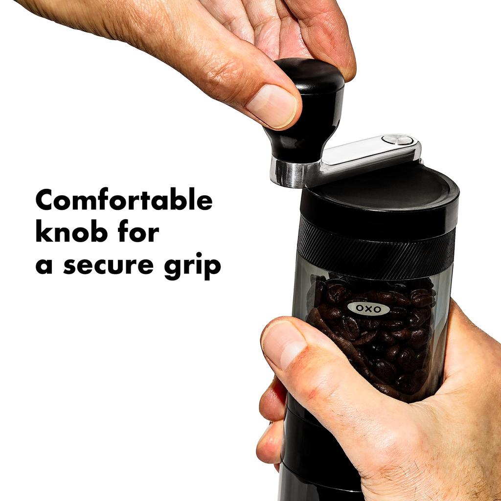 OXO Compact Coffee Grinder, Manual, Easy-to-Grip Grinds 40g Coffee Beans, 22.8cm, Black