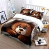 Plüsch-Teddybär unter weicher Decke Bedrucktes Bettwäsche-Set 1 Bettbezug + 2 Kissenbezüge verschiedene Größen Schlafzimmer Bettwäsche Dekor