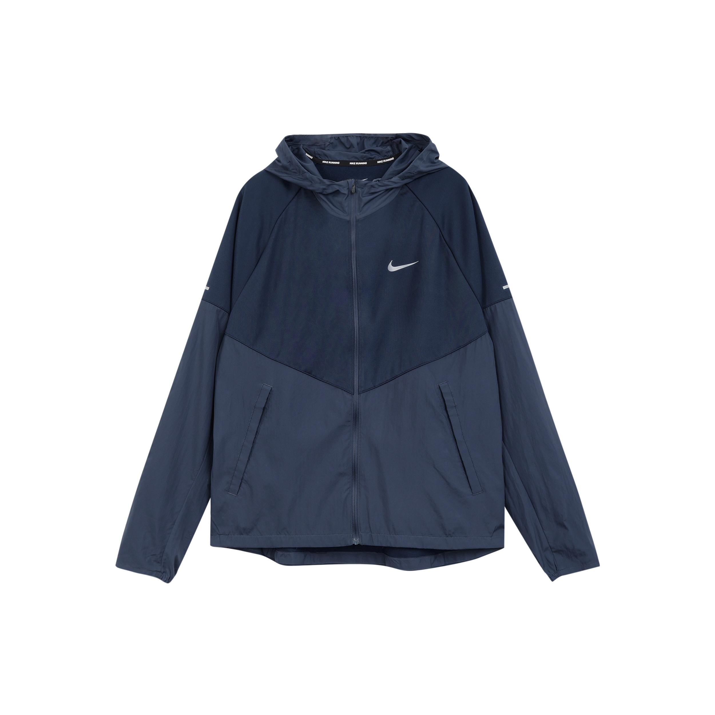 Men s Nike Nk TF Turf Rpl Miler Jacket Hooded Cardigan Zipper Windproof Navy Blue DH6682-475 S