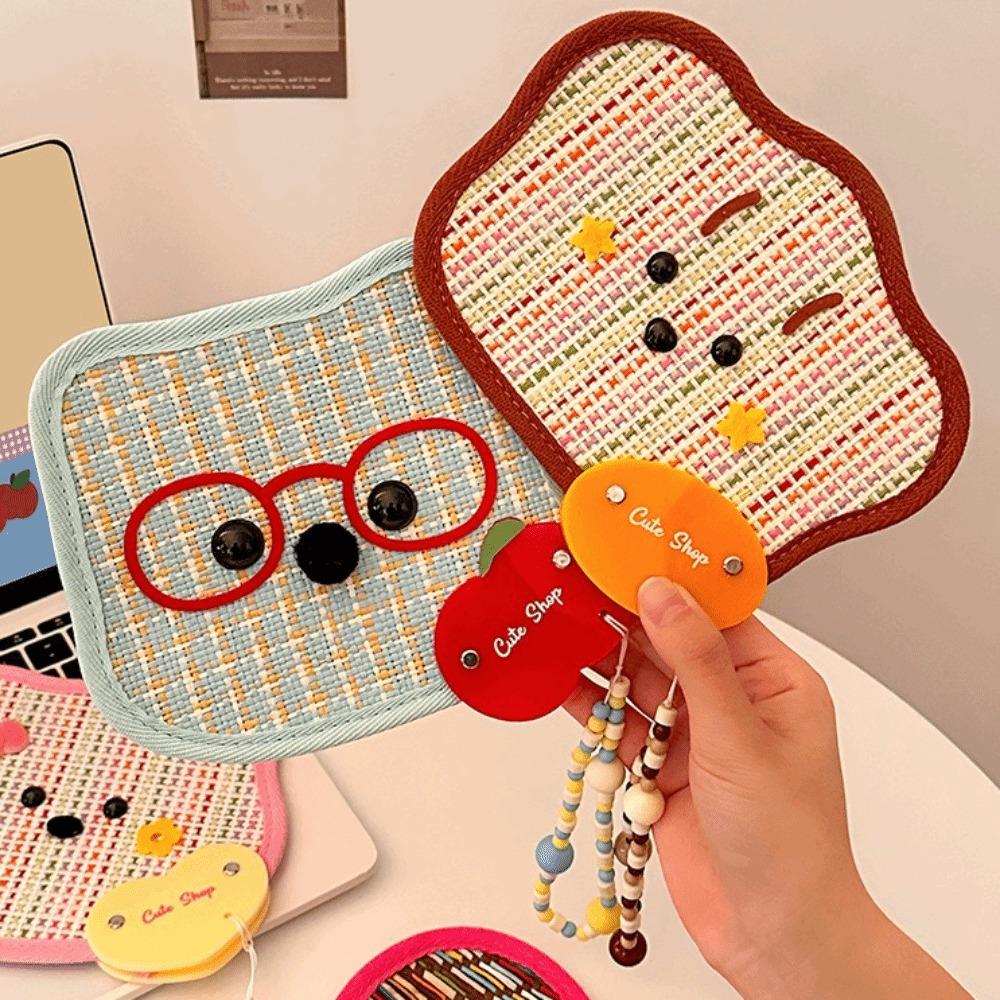 Cartoon Animal Animal Shaped Palm Fan Cattail Woven Handheld Fan Cattail Hand Fan  Photo Prop