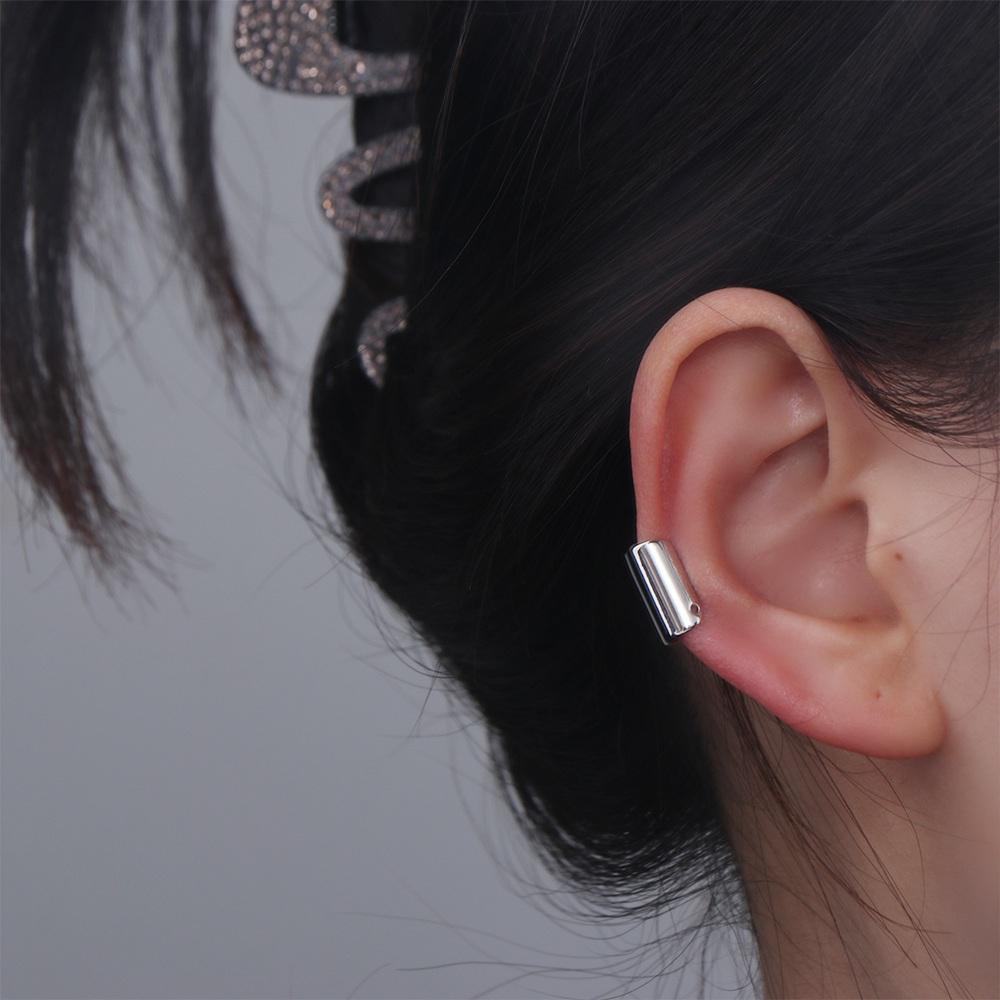 Solid Color Ear Bone Clip Copper Fake Ear Cuff Cool Long Tube Clip Earring  Men