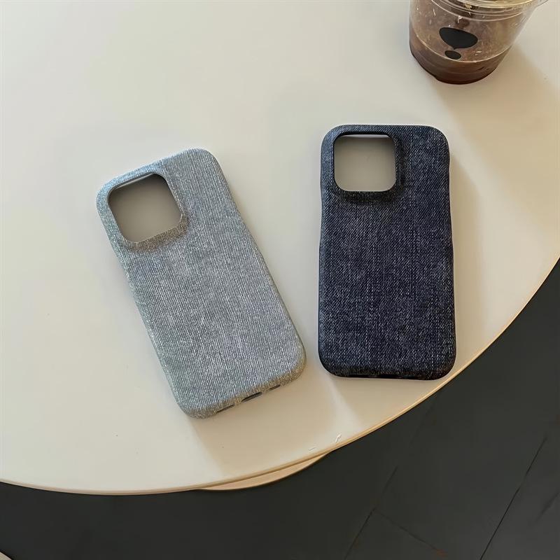 Minimalist Solid Color Denim Phone Case for iPhone 17 Pro Max/16/15/14 Half-Wrap 13