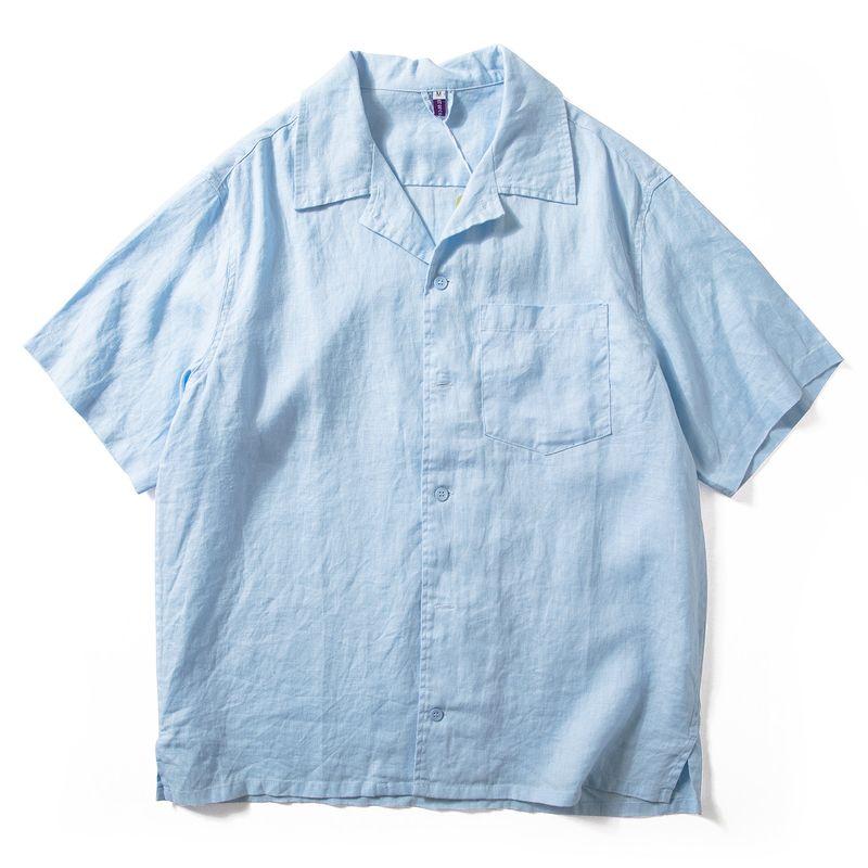 All-Linen Short-Sleeved Shirt for Men, New Summer Lightweight and Breathable Top, Japanese-Style Refreshing Loose Casual Half-Sleeved Shirt