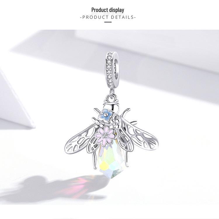 Colorful Dreamy Bee Pendant Bracelet, Silver Ziyun, 925 Silver, Forest Inspired, Girly Accessory, BSC395.