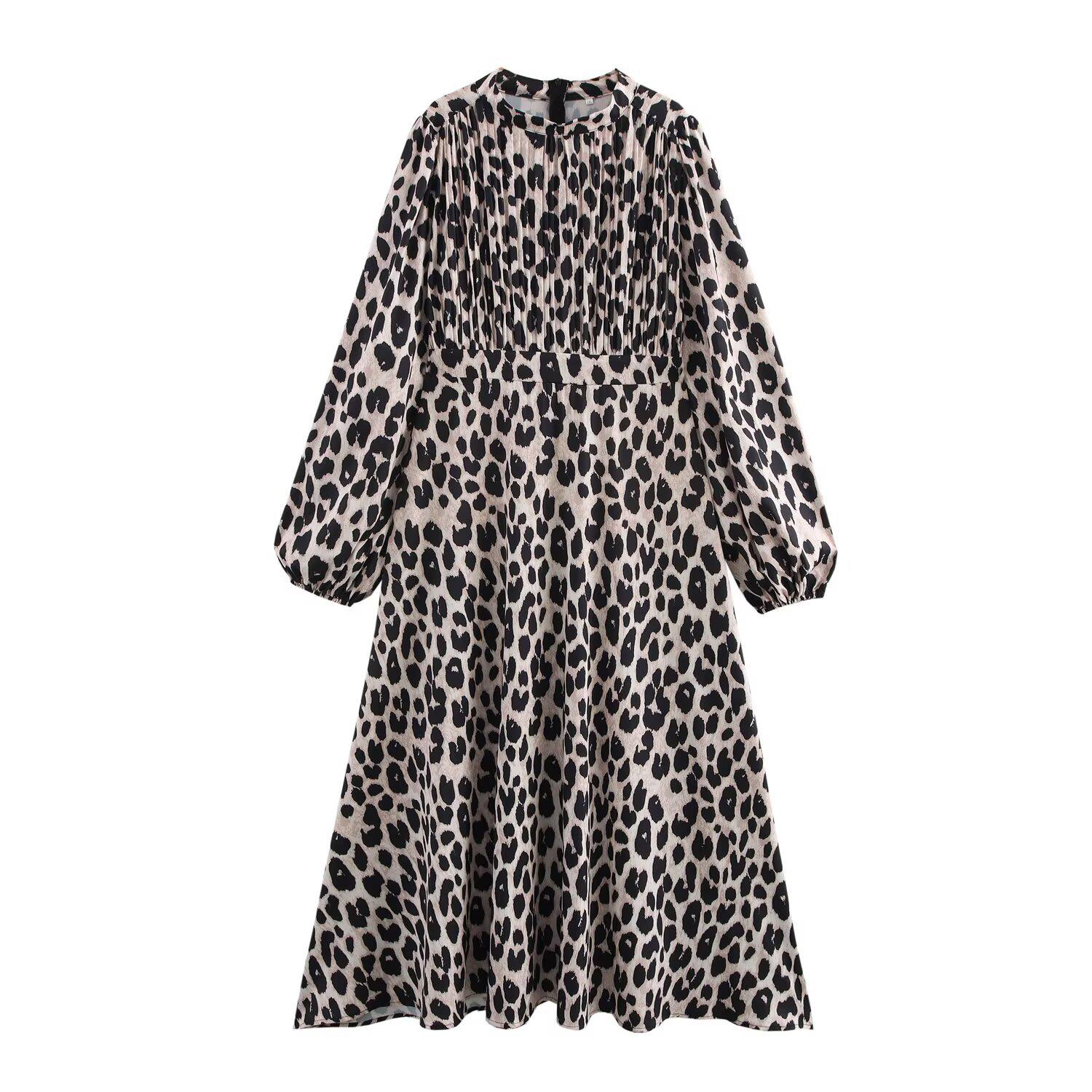 

Весна 2025 Женское платье большого размера в европейском и американском стиле со свободным кроем и леопардовым принтом 3XL цветной печати леопарда