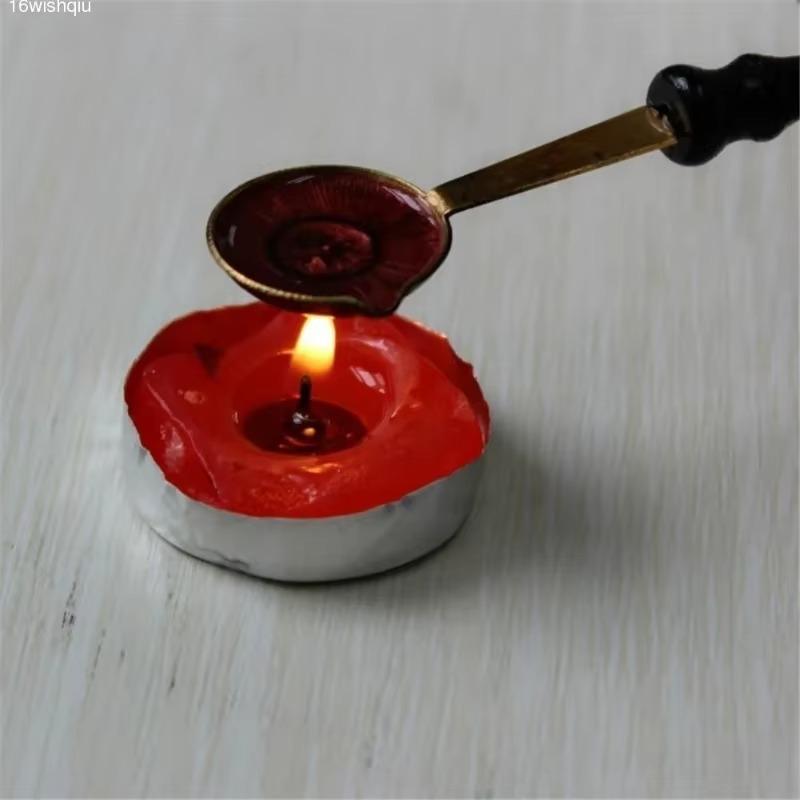 Vintage Mini Paint Spoon DIY Retro Brass Sealing Wax Seal Stamp Envelope Stamp Dedicated Wax Beads Spoon Craft Gifts Tools