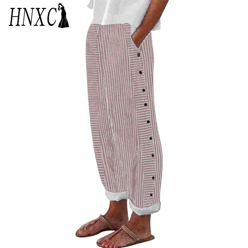 HNXC Dámské módní ležérní jednobarevné kalhoty a capris