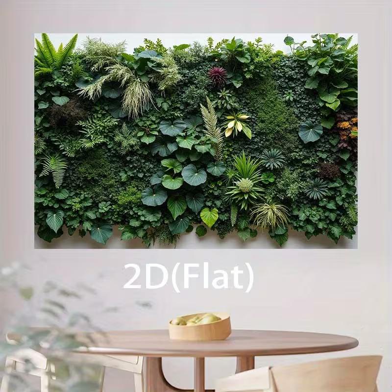 Realistisches tropisches Pflanzenwand-Gobelin, üppiger vertikaler Garten mit Farnen und Blattwerk Wandbehang