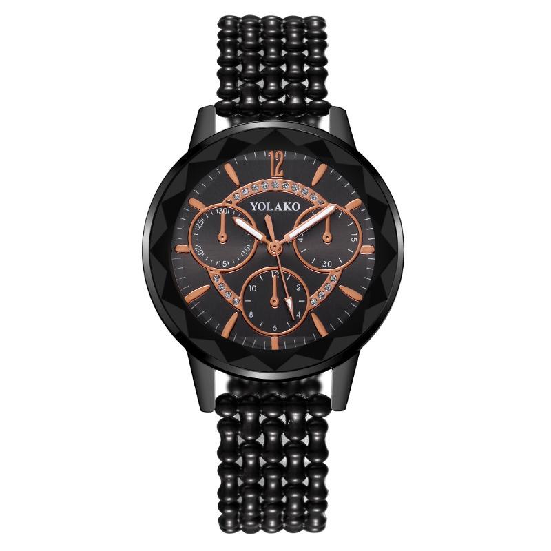 Processing custom fashion digital three-eye women's watch women's watch plastic belt quartz watch women's model