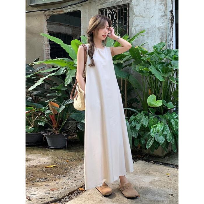 Hollow backless sleeveless vest dress women s clothing summer 2026 new temperament seaside vacation medium and long skirt S