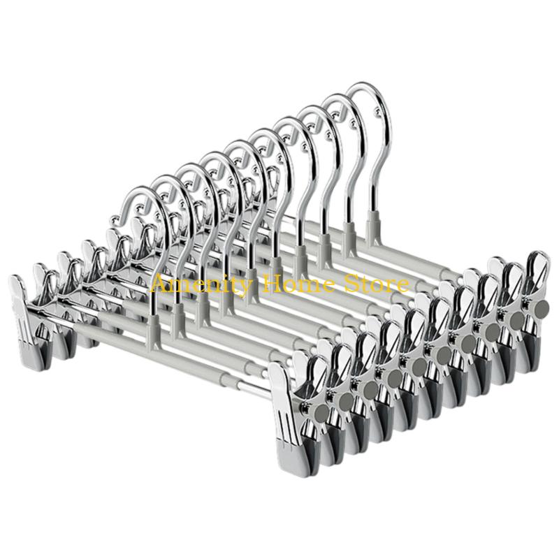 F26C Nonslip Thickened Adjustable Stainless Steel Pants Hangers Multipurpose Clothes Hook For Home Laundry Organization