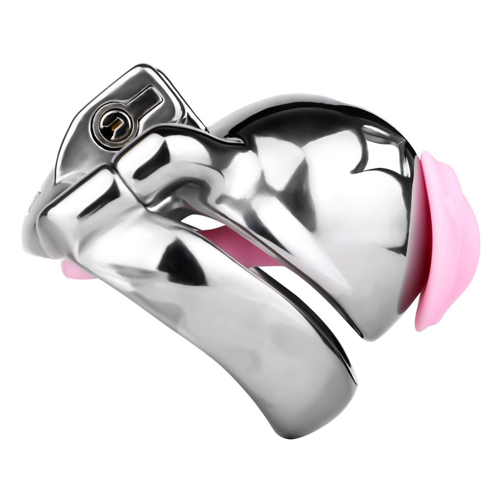 Men Short CB Lock Penis Cage Cock Lock with Belt Stainless Steel Chastity Lock Sex Toy Femdom BDSM