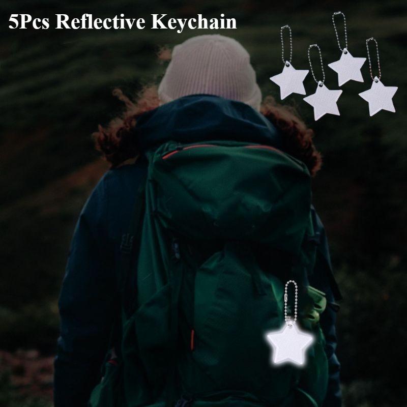 5 шт./набор Светоотражающий брелок «Звездная ночь» - Креативный ПВХ Светящийся Безопасный Шарм для Сумки для Рюкзаков Велосипедного Снаряжения Ночной Предупреждающий Брелок