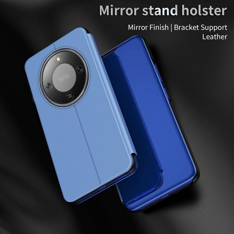Leather Mirror Case For Honor X9A X9B X9C X9D X8B X8 X7B X70 X50 4G 5G Full Body Folding Holder Luxury Shockproof Phone Cover