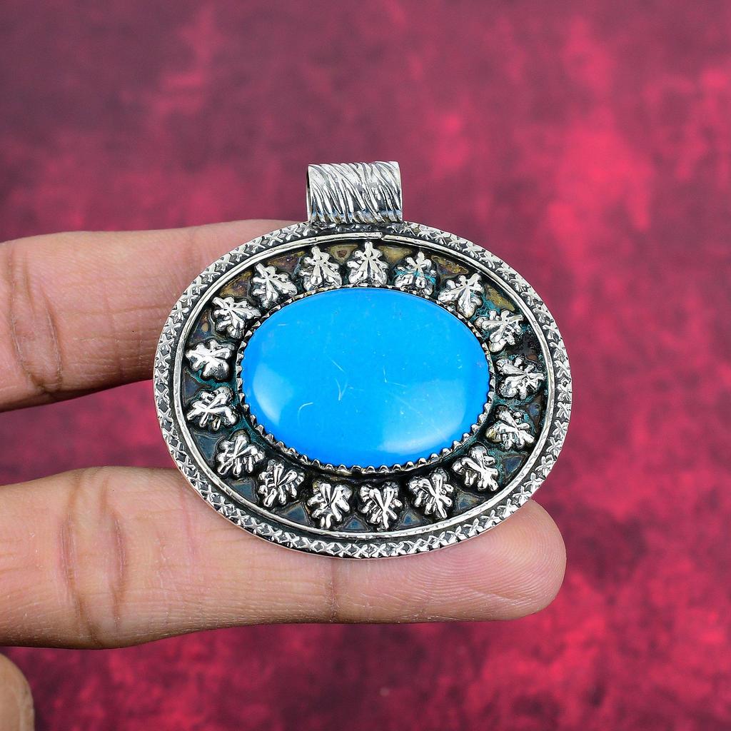 Sleeping Turquoise 925 Solid Sterling Silver Pendant, Handmade Gemstone Pendant Jewelry, Gifts For Wife Brand New Pendant