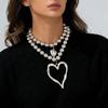 Adjustable Big Heart Pendant Necklace Exaggerated Double-layer Choker Chain Jewelry  Party Wear