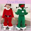 Festive Christmas Kids Girls Plush Flared Pants Suit With Santa Hat Tree Hat
