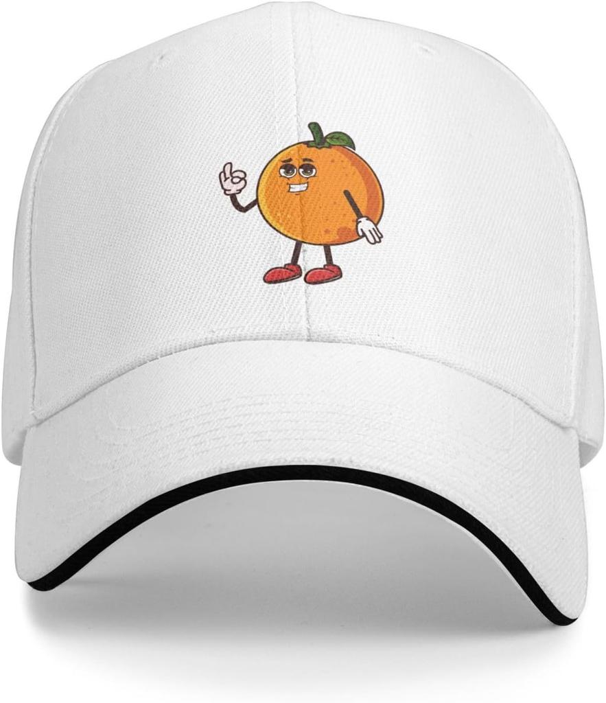 Cute Orange Fruit Character Baseball Cap Polyester Adjustable Casual Outdoor Adult Cap