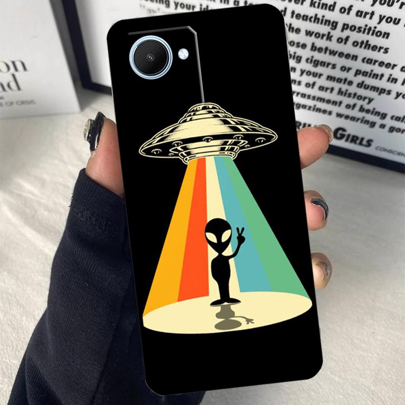 Cartoon Space Alien UFO For Realme C55 C75 C67 C63 C51 C61 C53 C35 C65 C71 11 12 13 14 Pro Plus GT6 GT7 15 Pro Case