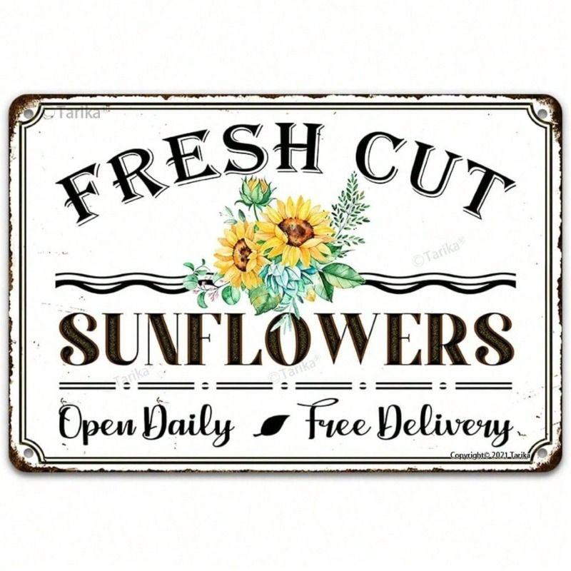 Metal Wall Art Vintage Sunflower 8x12 Inch Retro Home Decor