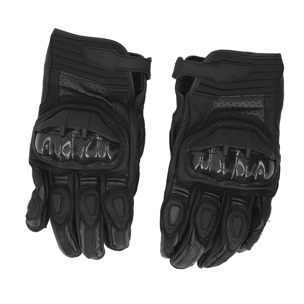 Motorcycle Riding Gloves PU Leather Windproof Waterproof Warm Keeping Breathable Hard Knuckle Gloves Black M