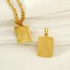 Men's 18K Gold Square Stainless Steel Alphabet Pendant Necklace