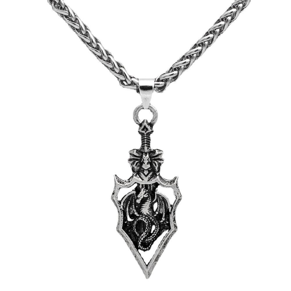 Personalized Knight Stegosaurus Pendant Mens Necklace Accessories Gift Dragon Wings