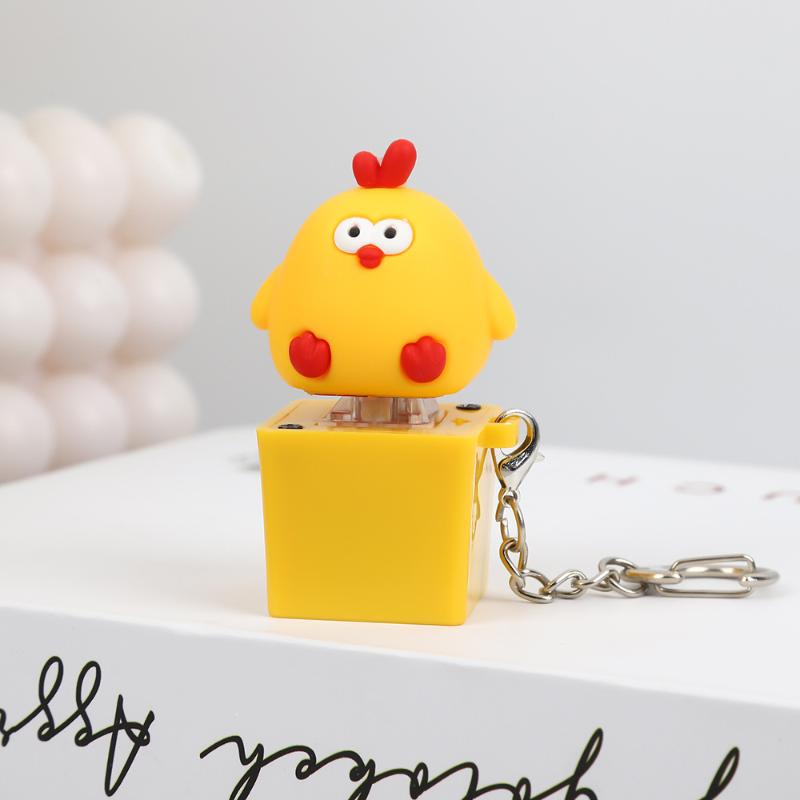 

Yellow Chick Wooden Fish Keyboard Keychain Luminous Electronic Mechanical Keyboard Keychain Axle Tester