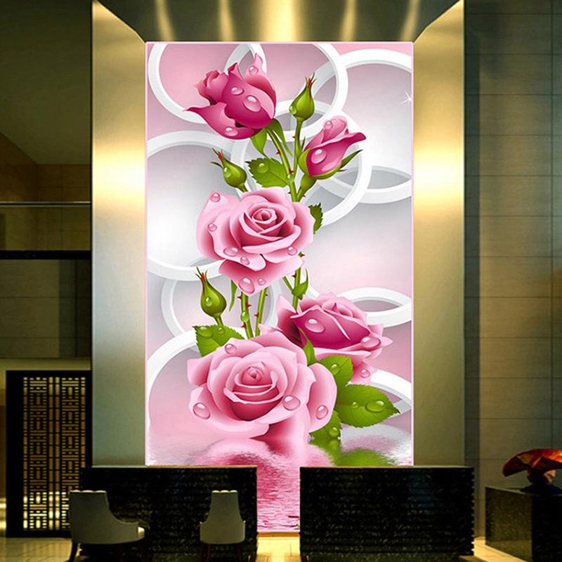 Buy 5D Diy Painting Diamond Cross Stitch Vertical Flower Print Round