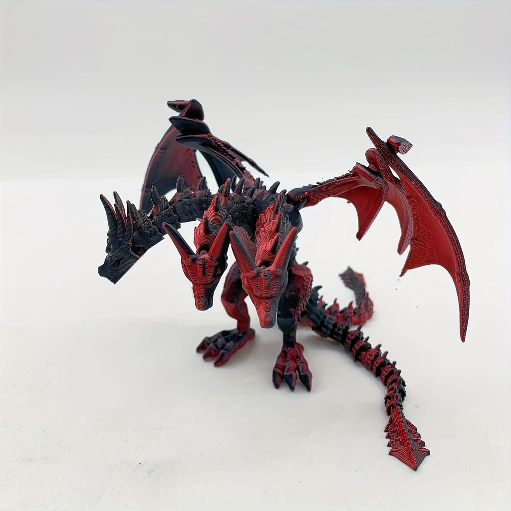 3D-gedrucktes dreiköpfiges Drachenfigurenmodell mit mehrfarbigem Lasergradient Geeignet für die Dekoration von Schreibtischen im Innenbereich, Zimmerdekoration