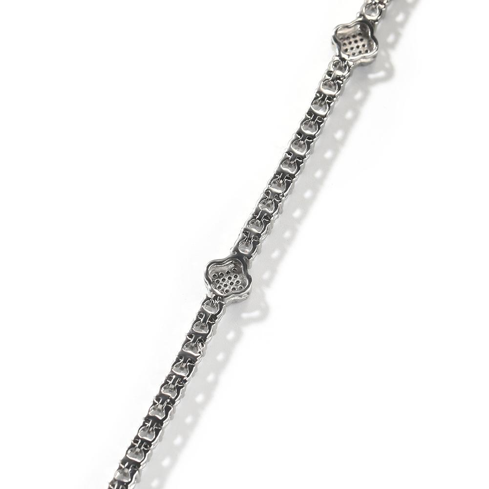 Copper Inlaid Zircon Full Diamond Four-leaf Clover Tennis Chain Bracelet Light Luxury Versatile Couple Jewelry