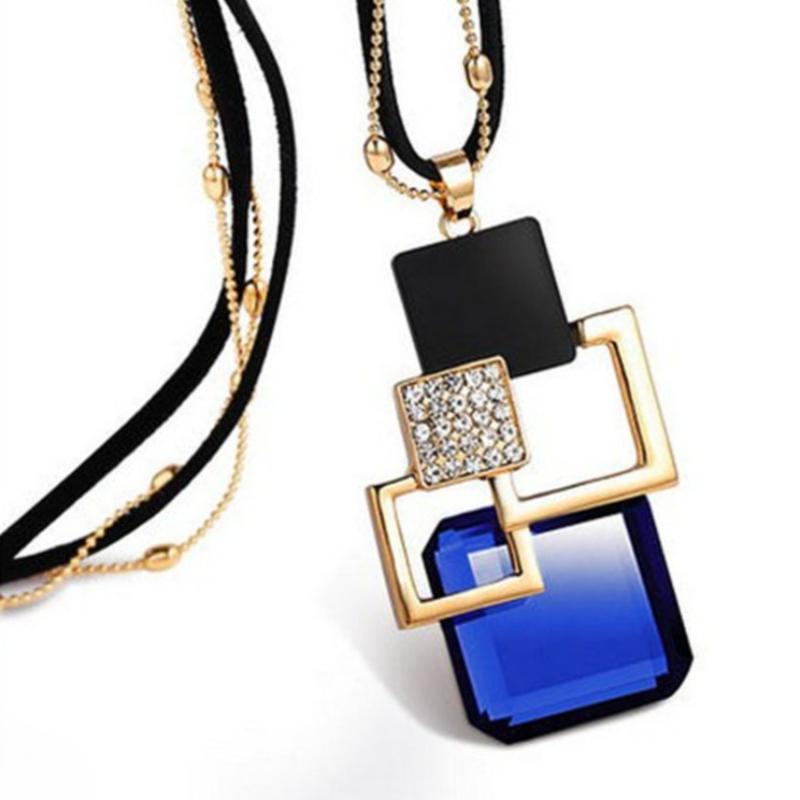 Women's Long Statement Geometric Necklace Pendant