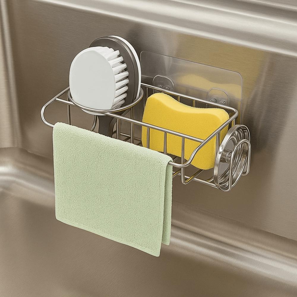 Waterproof Sink Sponge Holder Hollowed Sink Hanging Basket  Sponges Brushes Storage