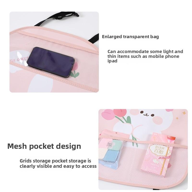 Cartoon Car Seat Back Anti-kick Pad, Car Anti-dirt and Anti-kick Protective Pad, Cute and Creative Car Rear Seat Storage Pad