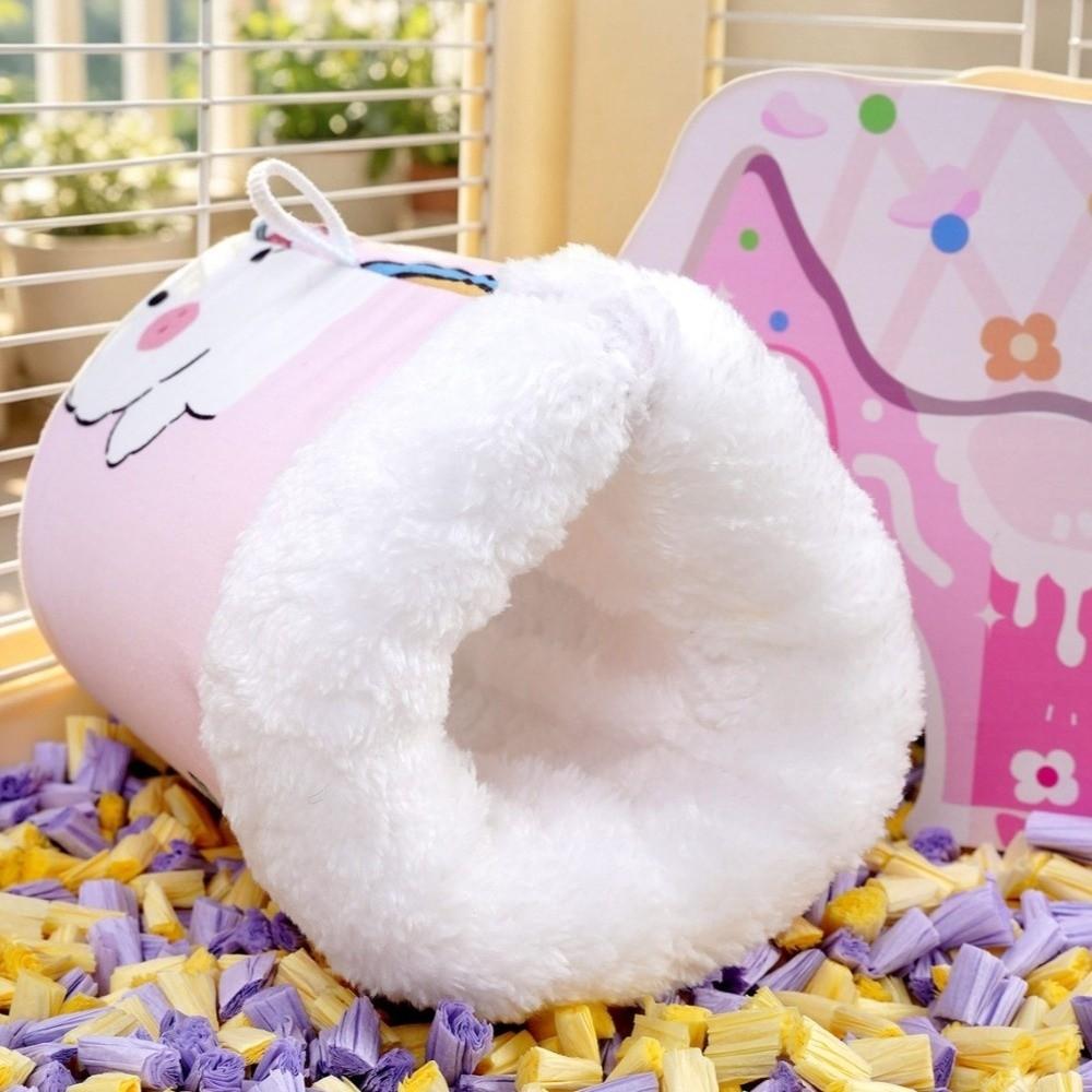 Cartoon Pattern Hamster Plush Tunnel Thickened Pet Play Tunnel for Guinea Pig Mice