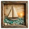 Coastal Lighthouse Sea Glass Night Light DIY Shadow Box Night Light Decorative Theme Ambient Lamp Nautical Tabletop & Wall Decor