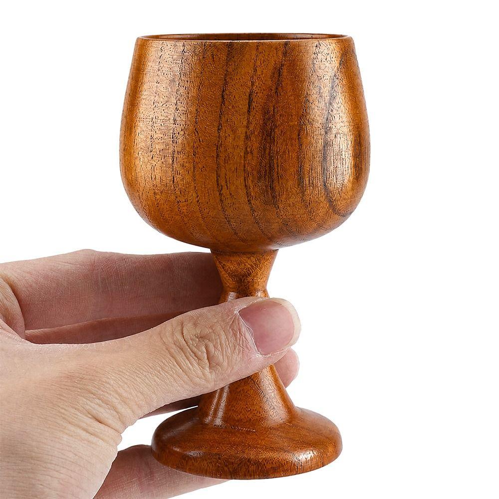 Solid Wood Wooden Wine Goblet Hand-made Jujube Wood Wooden Drinking Cup Wooden Mug  Drinking Wine
