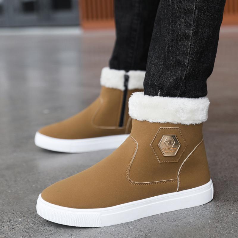 Winter Snow Boots Men Casual Slip on Ankle Boots Warm Fur Comfortable Sneakers Non-slip Flat Botas Men Shoes Zapatos Hombre