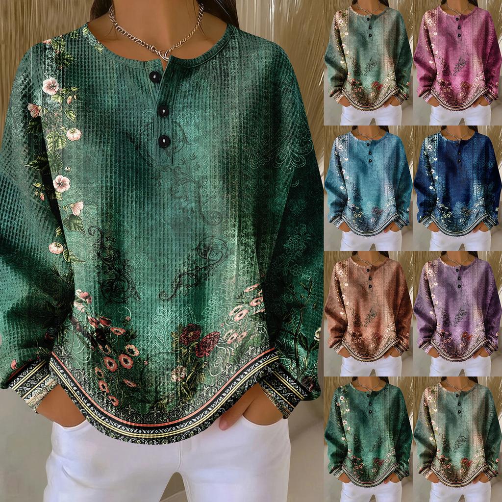 Women's Casual Shirts Long Sleeve Tops Button Up V Neck Loose Knit Fall Favorites For Women